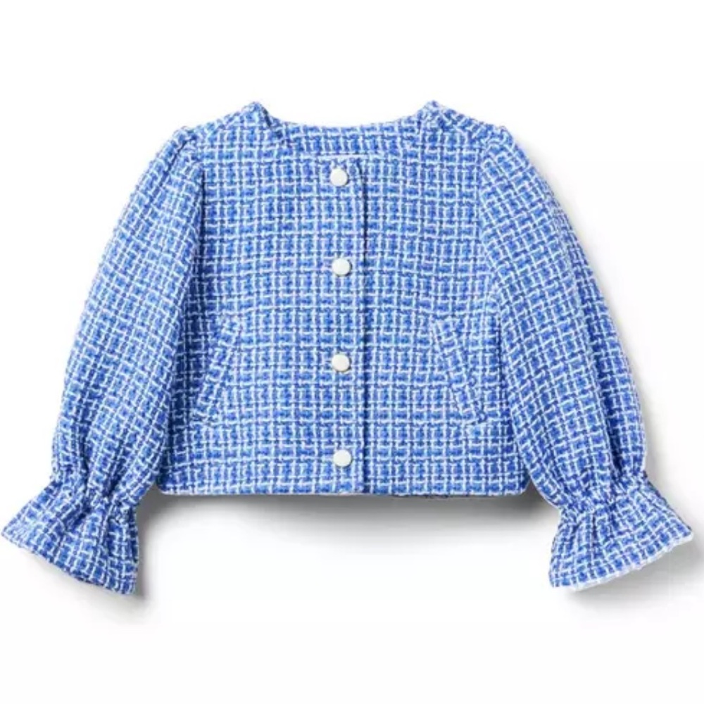Size 3 Blue Janie and Jack Tweed Ruffle Cuff Jacket